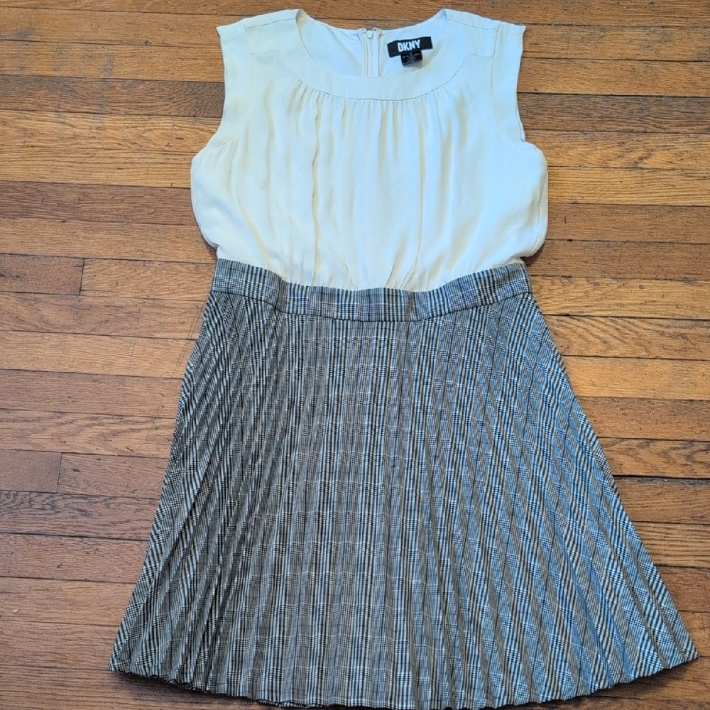 DKNY Plaid Pleated Dress